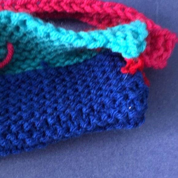 NWOT Vintage Hand-Knitted Made-in-Canada Colourful Teal Mini-Purse Bag - Picture 3 of 3